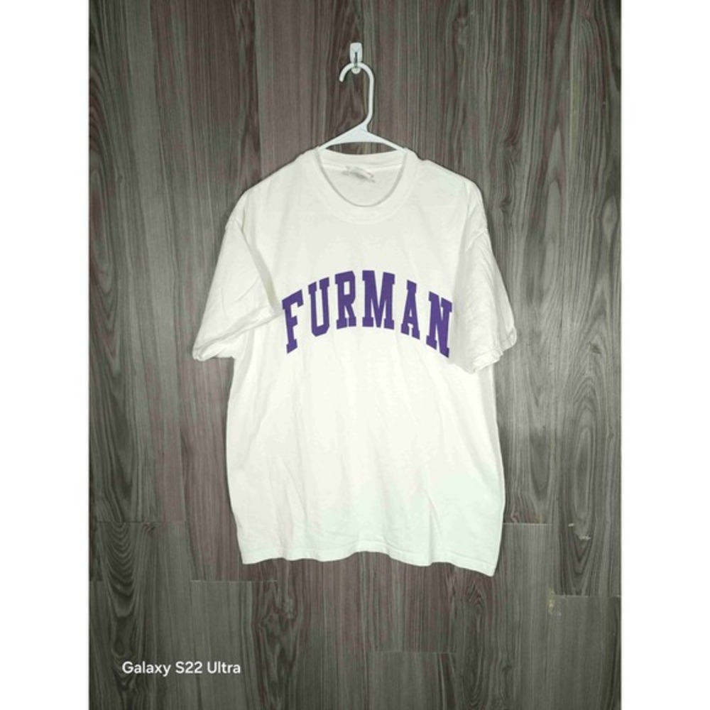 Furman FU White Short Sleeve Crew‎ Neck Graphic Text T Shirt Adult Large